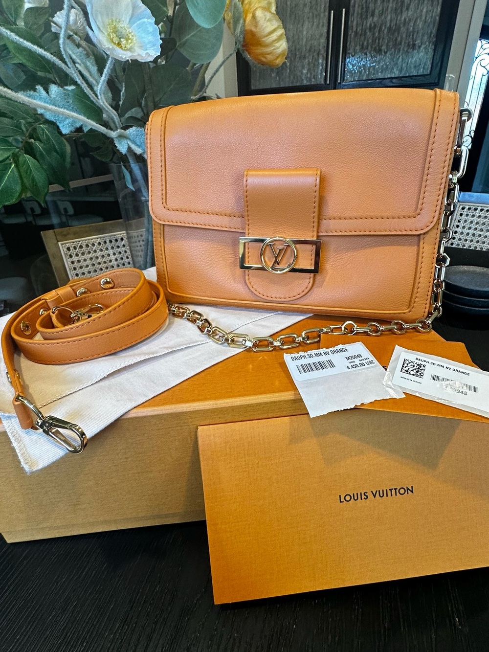 Louis Vuitton Dauphine Soft Orange Leather Bag